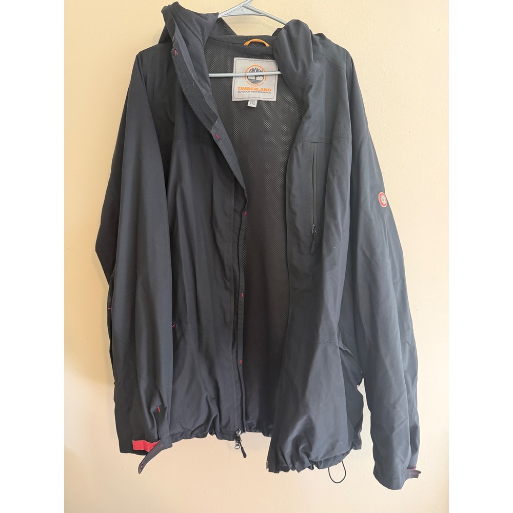 Timberland Outdoor Performance Waterproof Jacket Mens XXL Black Hooded Rain Coat